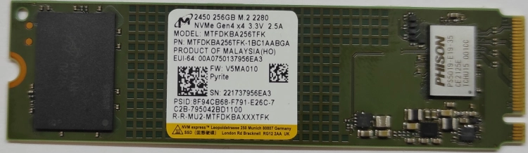 Dysk SSD Micron M.2 2450 256GB NVMe 2280 MTFDKBA256TFK