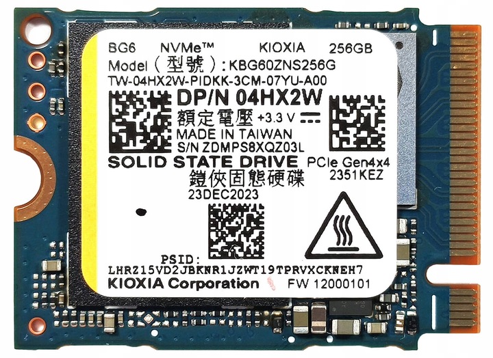 Dysk 256GB Kioxia BG6 Series TLC NAND PCI-e 4.0 X4 NVMe 4HX2W