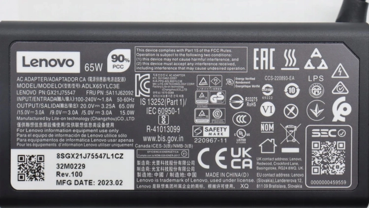 Zasilacz Lenovo 65W USB-C do laptopów Lenovo z kablem zasilającym