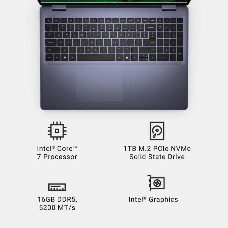 Laptop Dell Inspiron 16 5640 Core 7 150U 16GB 1TB SSD FHD+ 11Prof Aluminium